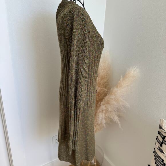 Revolve All The Ways Olivia Knit Cardigan Sweater Dress Olive Multi Medium - Picture 3 of 11